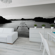 Pontoon Dock Wall Mural black and white  