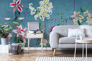 Standing Japanese Lily Flowers Mural-Patterns-Eazywallz