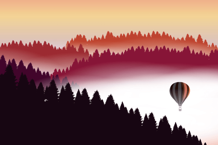 Abstract Air Balloon at Sunset Wall Mural-Landscapes & Nature-Eazywallz