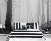 Forest in Fog Wall Mural-Black & White,Landscapes & Nature-Eazywallz