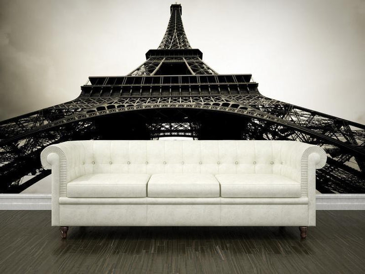 View of the Eiffel Tower, France Wall Mural-Black & White,Buildings & Landmarks-Eazywallz