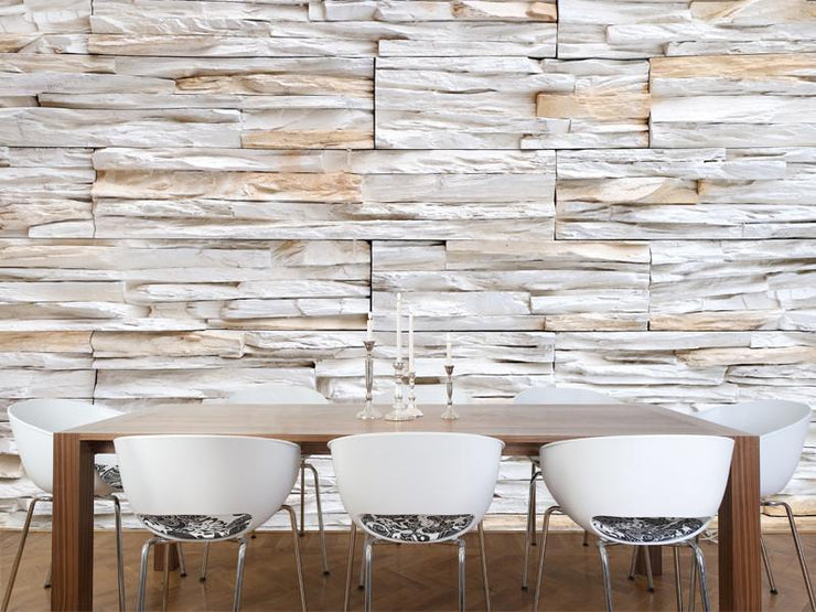 Yellow and white stone wall Wall Mural-Textures-Eazywallz